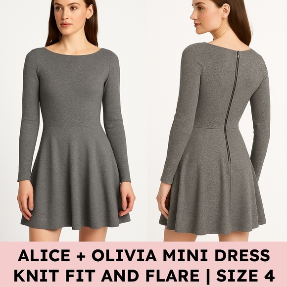 Alice + Olivia Dresses & Skirts - Alice + Olivia Charcoal Long Sleeve Knit Dress Size 4